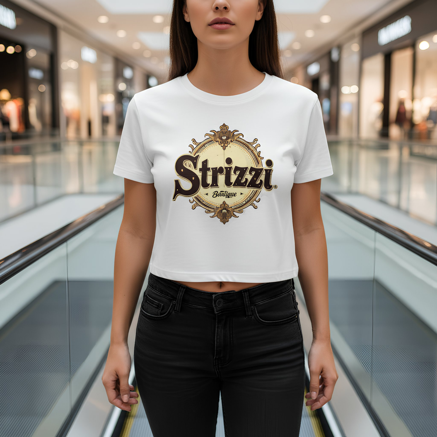 Strizzi Boutique "Logo Braun" - Women’s crop top hinten