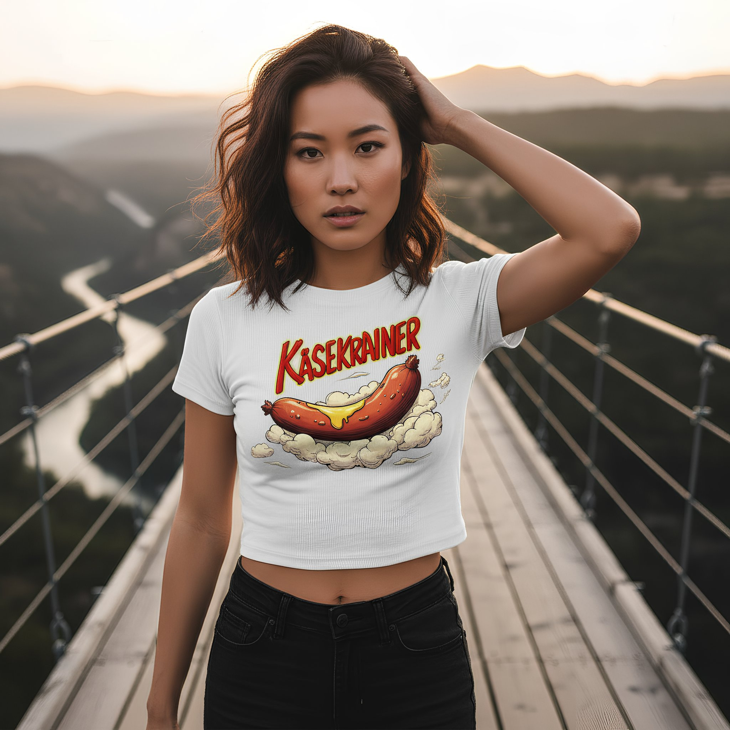 Strizzi Boutique "Käsekrainer" Deutsch - Women’s crop top DE