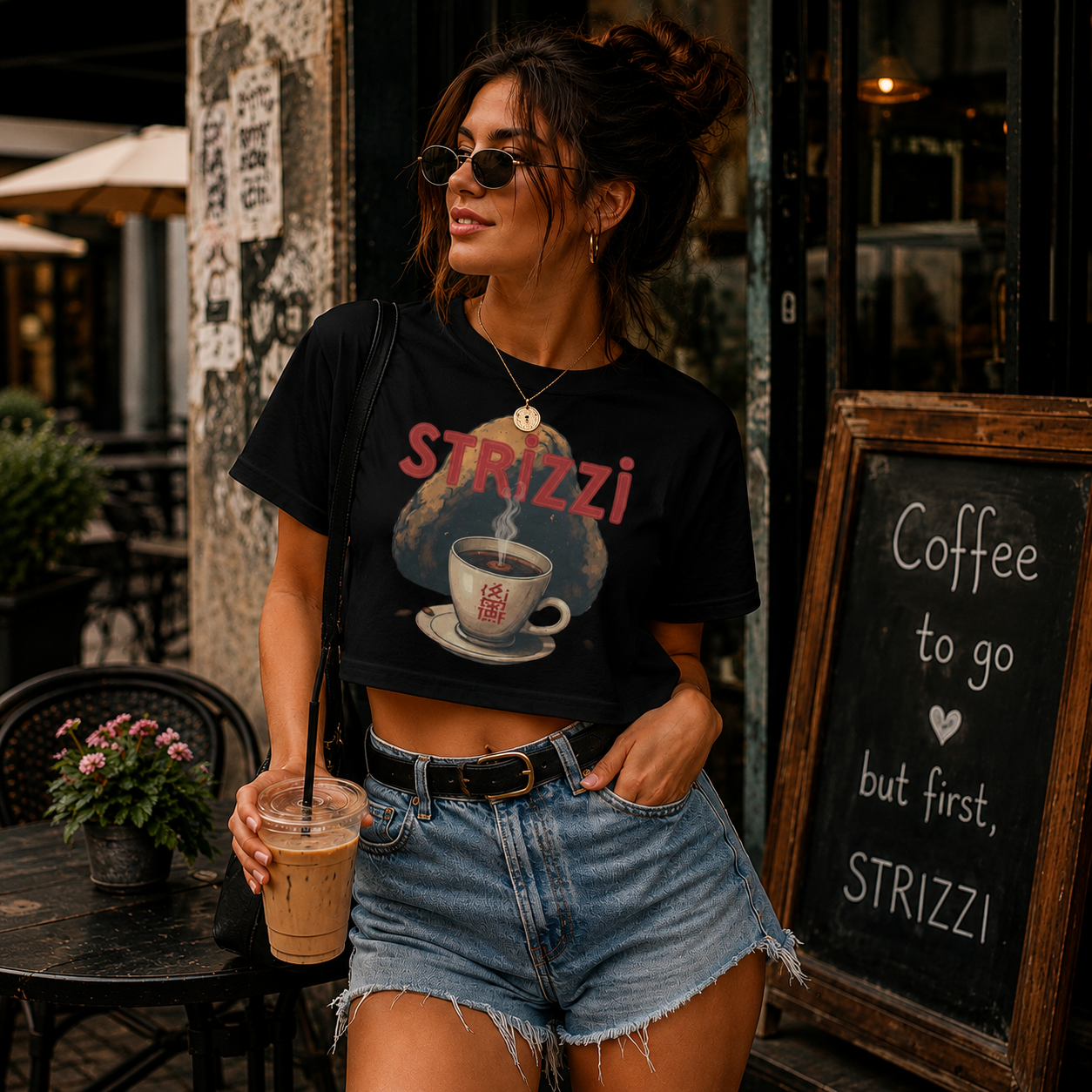 Strizzi Boutique "Dark Roast" - Women’s crop top vorne
