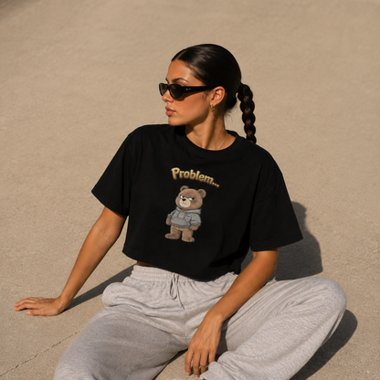 Strizzi Boutique "Problembär" - Women’s crop top DE Vorne