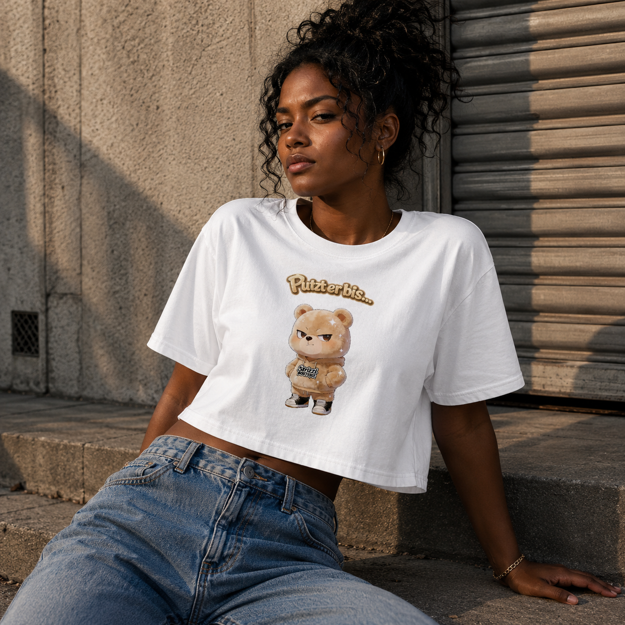 Strizzi Boutique "Putzbär" - Women’s crop top DE Vorne