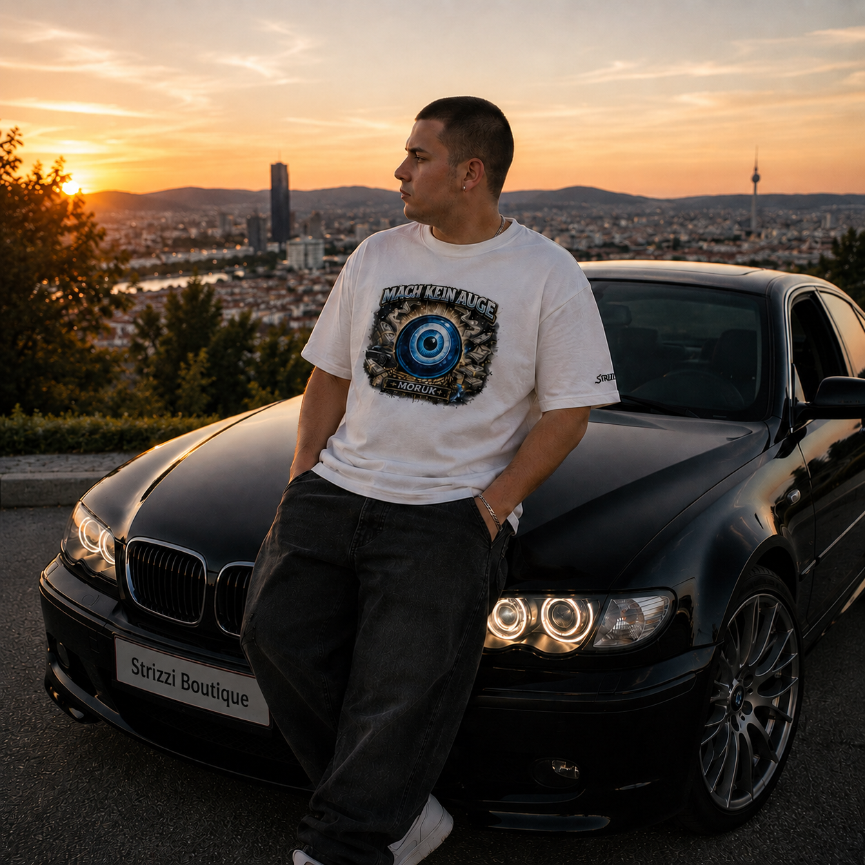 Strizzi Boutique "Mach kein Auge Moruk" - Unisex classic tee Vorne