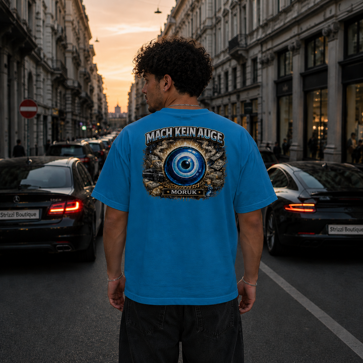 Strizzi Boutique "Mach kein Auge Moruk" - Unisex classic tee Hinten