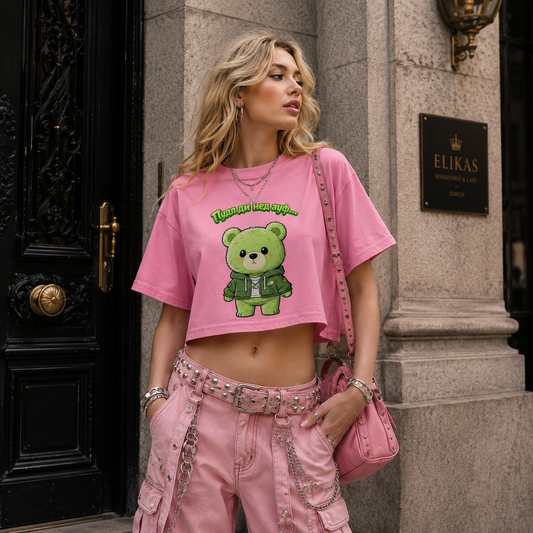 Strizzi Boutique "Hustinettenbär" - Women’s crop top KYR Vorne