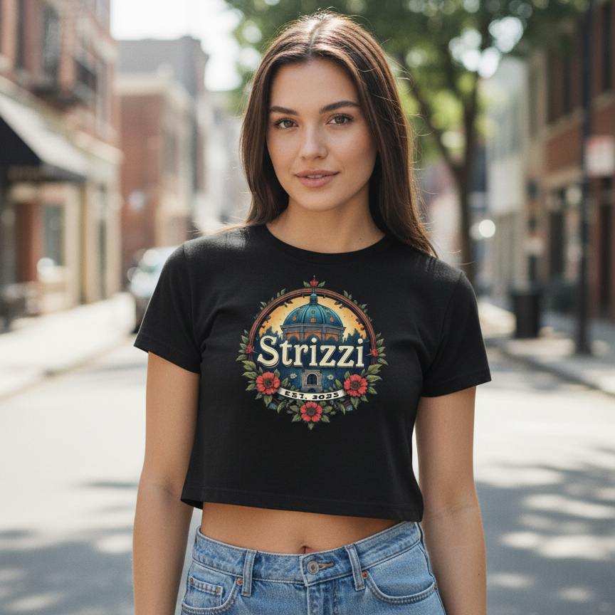 Strizzi Boutique "Schriftzug mit Rosen"- Women’s crop top